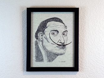 Salvador Dali Portrait - Pen and Ink Drawing in Frame